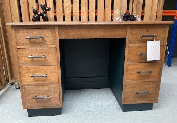 Desk, Solid Oak, 8 drawers